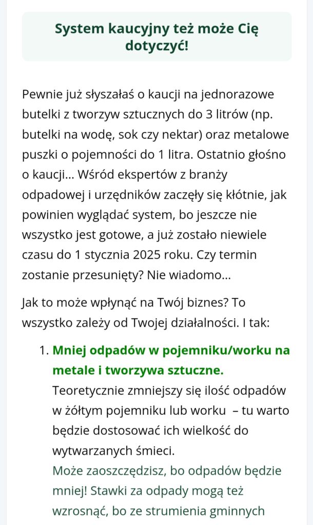 Screen wiadomości od Zapanuj nad odpadami
