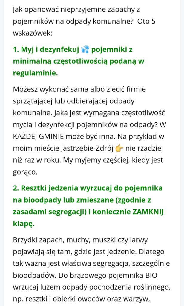 Screen wiadomości od Zapanuj nad odpadami